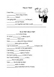 English Worksheet: They or Them? He or Him?