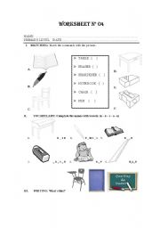 English Worksheet: school tools