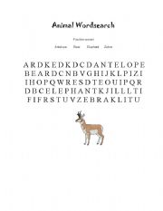 English Worksheet: Basic Animal Wordsearch