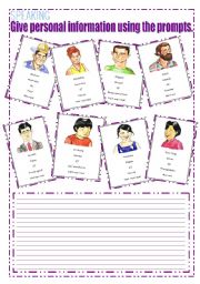 English Worksheet: GIVING PERSONAL INFORMATION SET -3- (DESCRIBING PEOPLE)