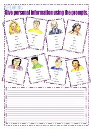 English Worksheet: GIVING PERSONAL INFORMATION SET -4- (DESCRIBING PEOPLE)