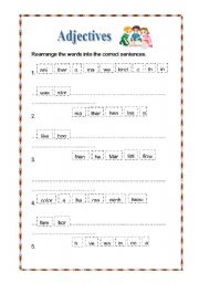 English Worksheet: adjectives