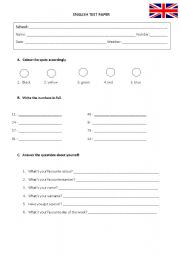 English Worksheet: First test_4th graders (27.06.11)