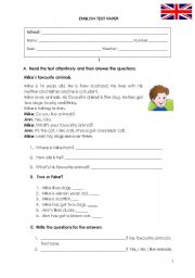 English Worksheet: Third test_4th graders (27.06.11)