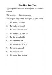 English Worksheet: this/that/these/those