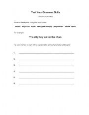English worksheet: sentence building