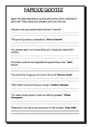 English Worksheet: FAMOUS QUOTES