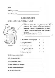 English Worksheet: English test -monsters-have got/havent got