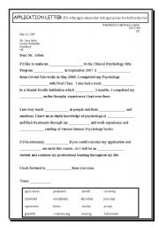 application letter worksheet