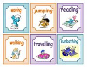 English Worksheet: The smurfs cards - verbs