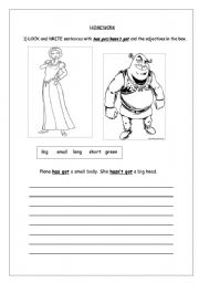 English Worksheet: Learning the body with Shrek and Fiona