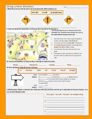 English Worksheet: Giving directions