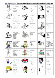 English Worksheet: Multiple Choice Verb Tenses and others