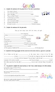 English Worksheet: Gerunds