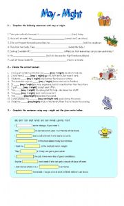 English Worksheet: might - may