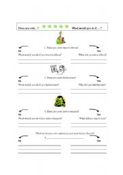 English Worksheet: Have you ever / What would you do if