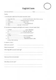 English worksheet: exam