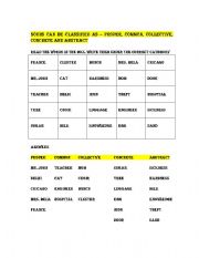 English worksheet: Type of nouns