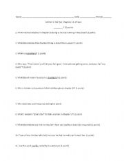 English Worksheet: Catcher in the Rye: Ch. 16-19 Quiz