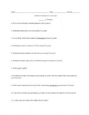 English Worksheet: Catcher in the Rye: Ch. 20-22 Quiz