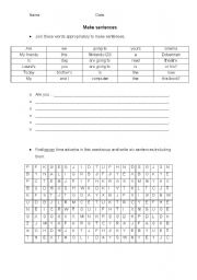 English worksheet: Sentence confection