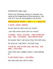 English Worksheet: Inversion