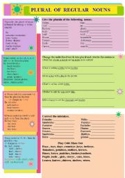 English Worksheet: plurals of regular nouns