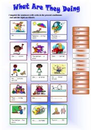 English Worksheet: What Are They Doing