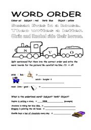 English Worksheet: word order subject verb object