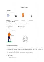 English worksheet: Vocabulary- Parts of the body, clothes. Activities