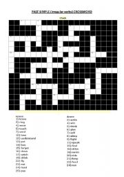 English Worksheet: CROSS WORD (Past Simple Irregular Verbs)