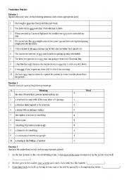 English worksheet: Vocabulary Practice