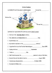 English Worksheet: Ordinal numbers //Countries and Nationalities