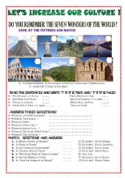 English Worksheet: seven wonders of the world