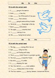 English Worksheet: Am Is Are - action words