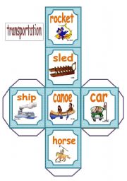 English Worksheet: transportation dice
