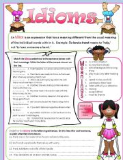 English Worksheet: Idioms