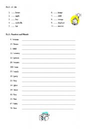 English Worksheet: A/An - Numbers - Plurals - ELEMENTARY