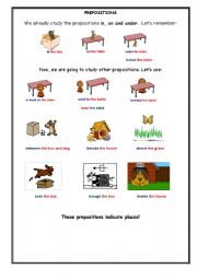 English Worksheet: prepositions of place