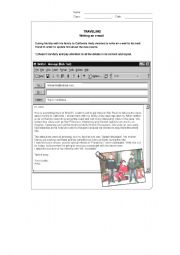 English Worksheet: Writing an e-mail when traveling