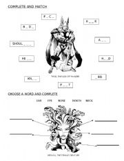 English Worksheet: BODY PARTS AND MYTHOLOGY CREATURES