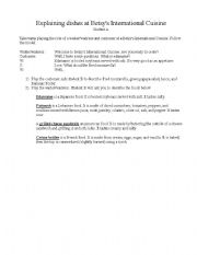English Worksheet: Explaining dishes at Betsys International Cuisine