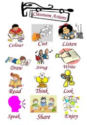 English Worksheet: Clasroom Actions