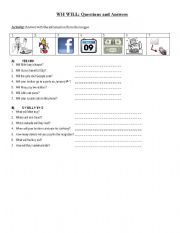 English worksheet: WH WILL Q/A
