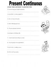 English Worksheet: Present continuous-question form