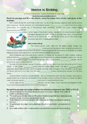 English Worksheet: Venice is sinking(mixed tenses + Keys)