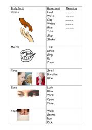 English worksheet: Body Parts