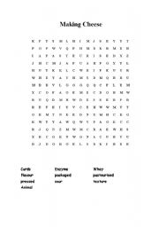 English worksheet: Making Cheese Wordsearch