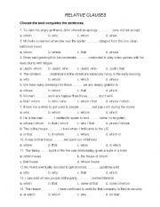 English Worksheet: relative clause