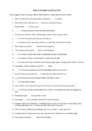 English Worksheet: Men & Women in Statistics